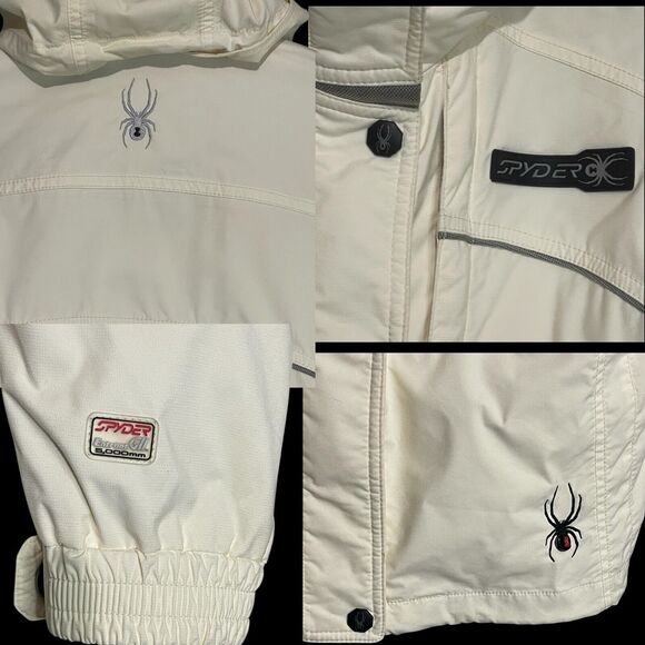 Spyder Winter Shell‎ Ski Jacket Ivory And Black Women Size 12 Entrant GII 5000mm - Picture 7 of 11